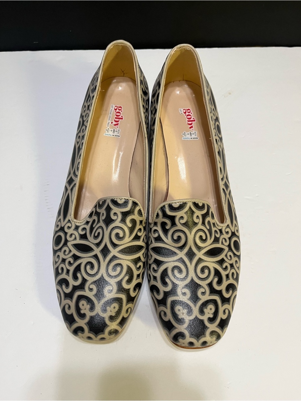 Gola Black and Cream Patterned Slip-On Loafers